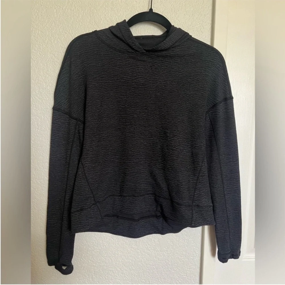 Lululemon Squad Goals Hoodie in Pebble Jacquard Black Blue Tied